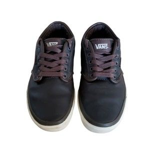 Vans Atwood Leather Black Perforated Skateboarding Shoes Men's Size 8